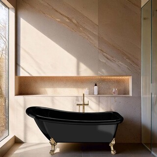 Badekar 1530 Ideal Sort Med Messing Løvefødder